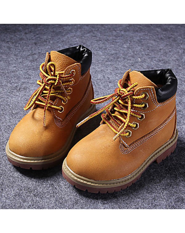 Boys' Shoes Outdoor / Athletic / Casual Nappa Leather Boots Spring / Fall / Winter Combat Boots Lace-up Brown  