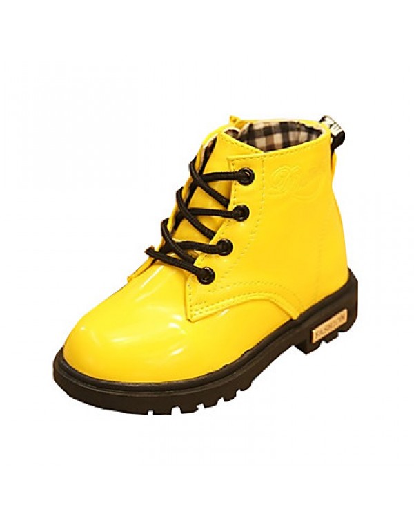 Unisex Boots Spring / Fall Combat Boots PU Casual Flat Heel  Black / Yellow / Pink / Red Others  
