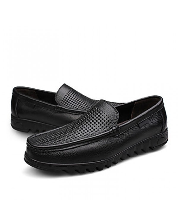 Men's Shoes Leather Casual Loafers Casual Slip-on Black / Brown  