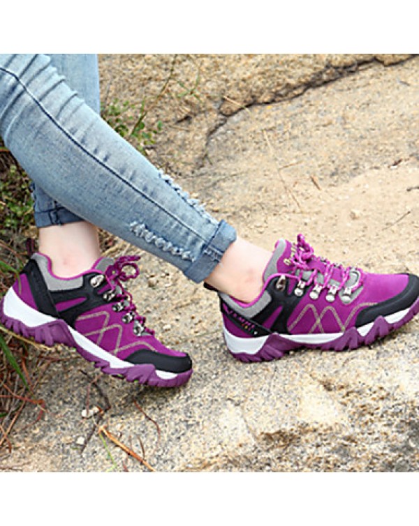 Women's / Men's Sneakers Spring / Fall Comfort Faux Suede Athletic Flat Heel Lace-up Black / Brown / Green / Purple / Fuchsia Hiking