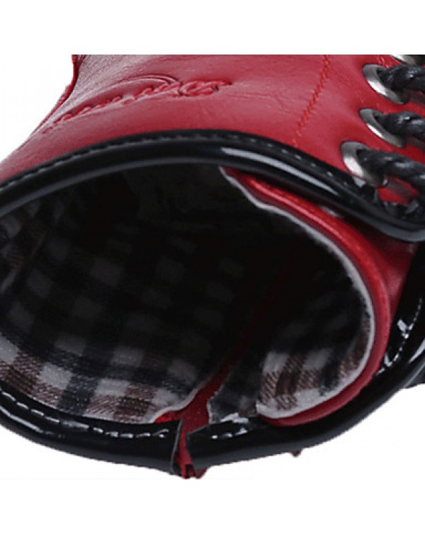 Girl's Boots Fall / Winter Snow Boots / Comfort PU Dress / Casual Flat Heel Zipper Black / Red / Burgundy Walking  