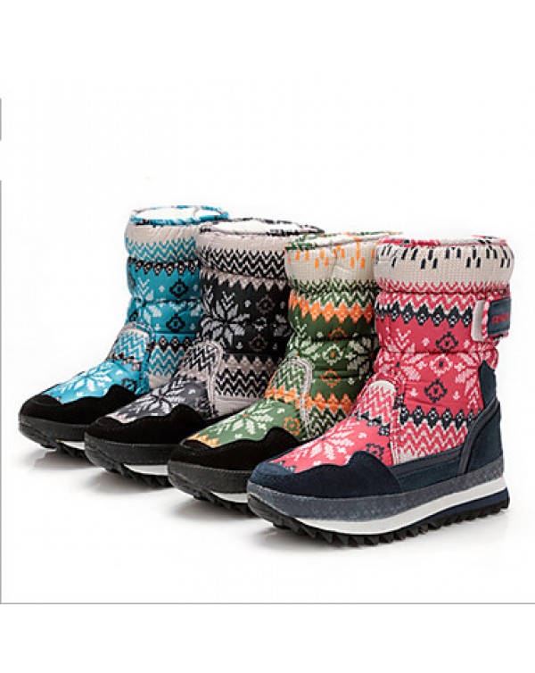 Women's Boots Winter Comfort Pigskin Outdoor / Casual Flat Heel Slip-on Black Hiking / Others  