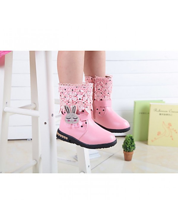 Girl's Boots Spring / Fall Combat Boots Synthetic Casual Flat Heel Zipper Pink / Red Others  