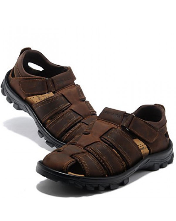 Men's Shoes Outdoor / Athletic / Casual Leather Sandals Black / Brown  