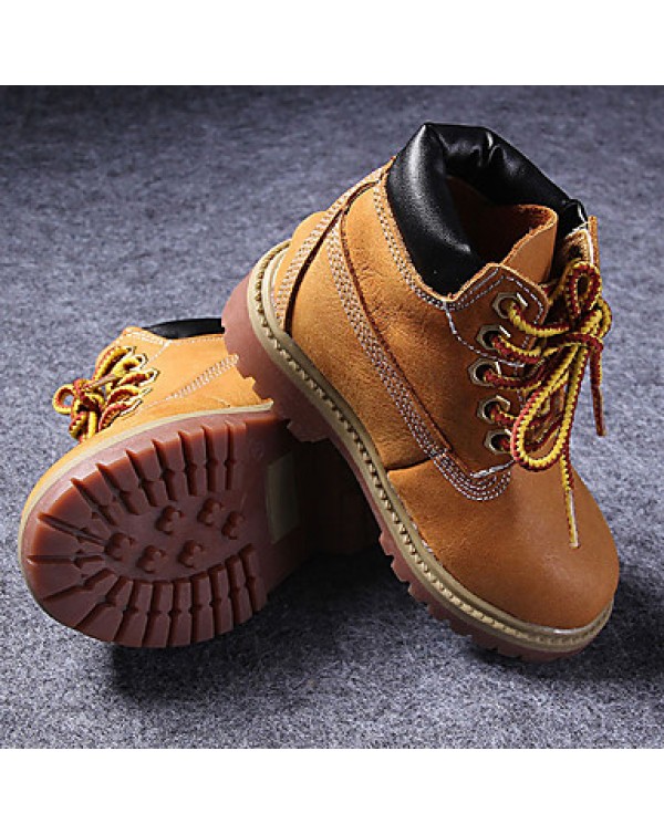 Boys' Shoes Outdoor / Athletic / Casual Nappa Leather Boots Spring / Fall / Winter Combat Boots Lace-up Brown  