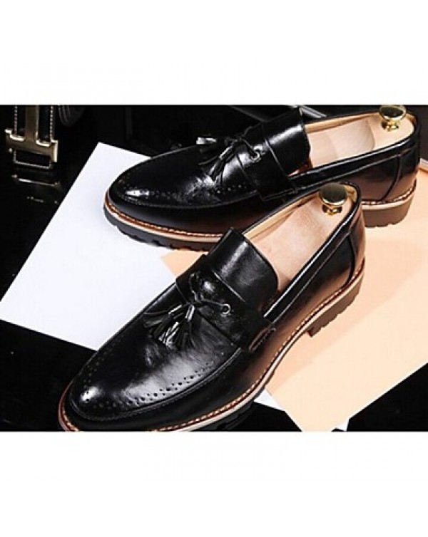 Men's Shoes Leather Casual Loafers Casual Flat Heel Lace-up Black / Yellow  