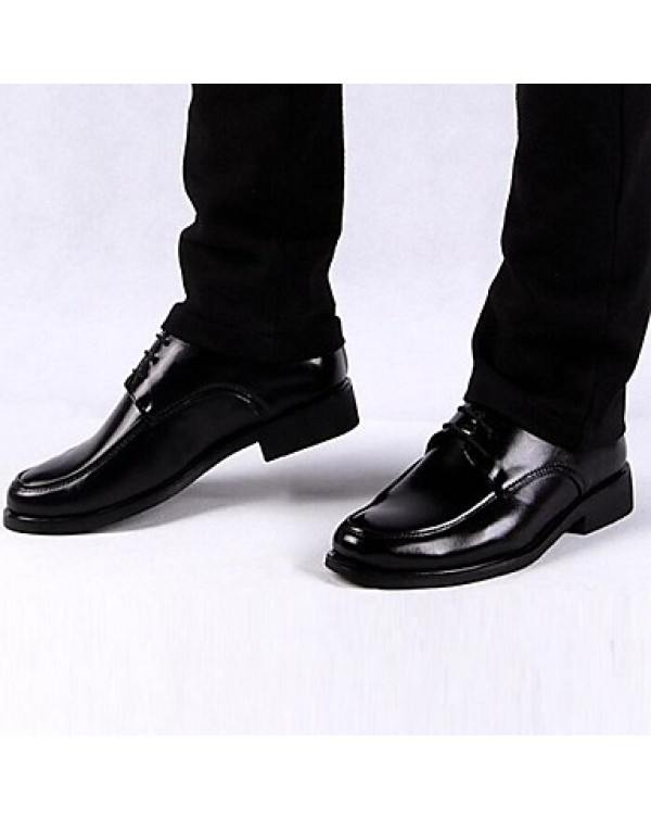 Men's Shoes Leather Casual Oxfords Casual Low Heel Lace-up Black  