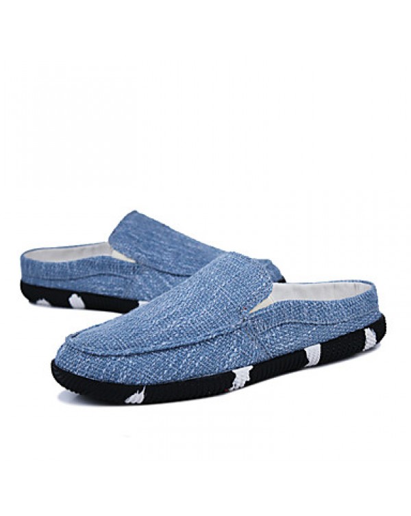 Men's Shoes Casual Linen Clogs & Mules Black/Blue  