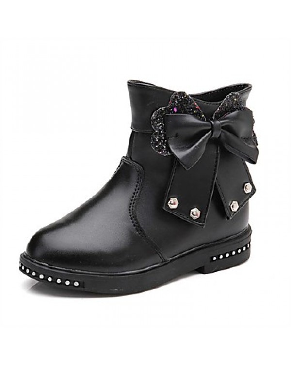 Girl's Boots Spring / Fall / Winter Bootie / Comfort Leather Outdoor / Casual Zipper Black / Pink / Red Walking  