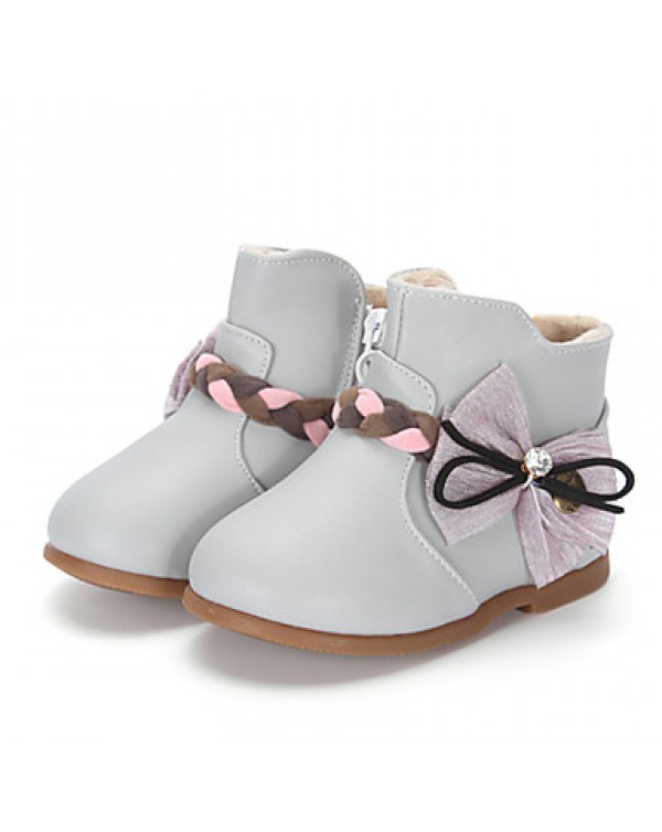 Girl's Boots Winter Fashion Boots / Comfort Leatherette / Casual Flat HeelBowknot / Others /  