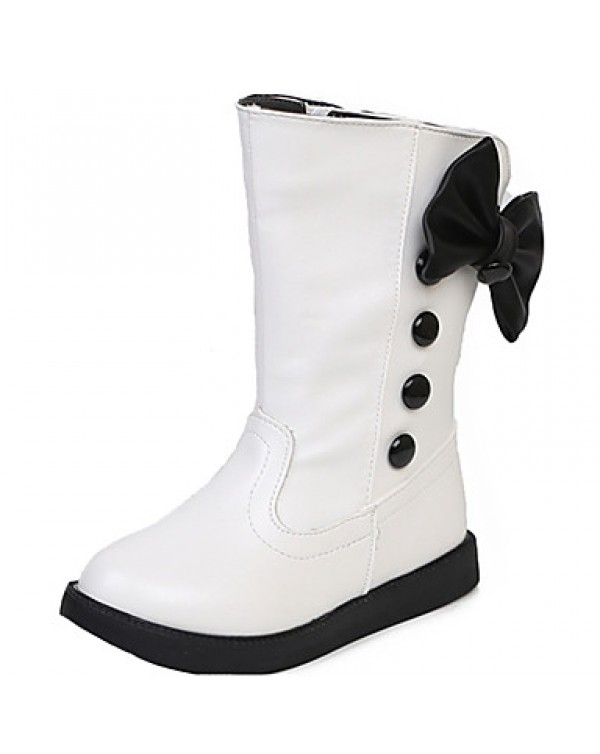 Girl's Boots Fall / Winter Snow Boots / Comfort PU Dress / Casual Flat Heel Zipper Black / Red / White Walking  