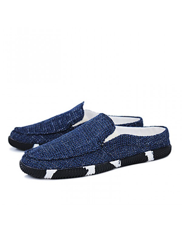 Men's Shoes Casual Linen Clogs & Mules Black/Blue  