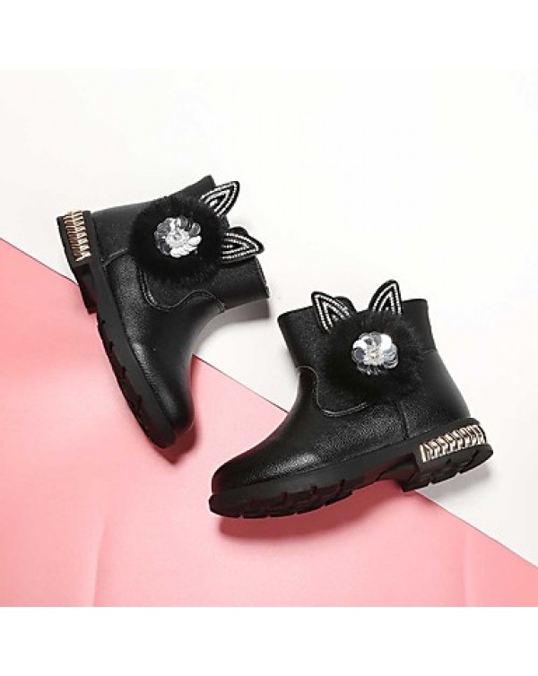 Girl's Boots Spring / Fall / Winter Bootie / Comfort Leather Outdoor /  Casual Zipper Black / Pink / Red Walking  