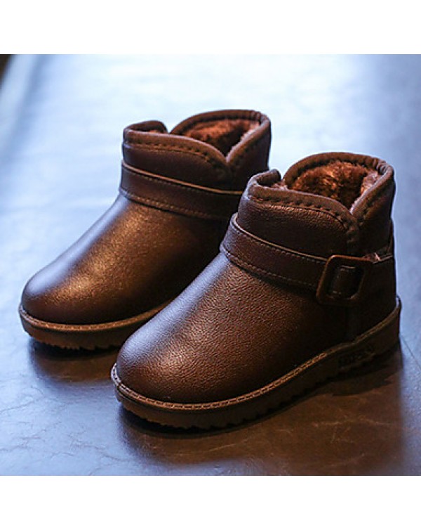 Girl's Boots Fall / Winter Comfort PU Casual Flat Heel Zipper Black / Pink / Red / Coffee / Fuchsia Walking  