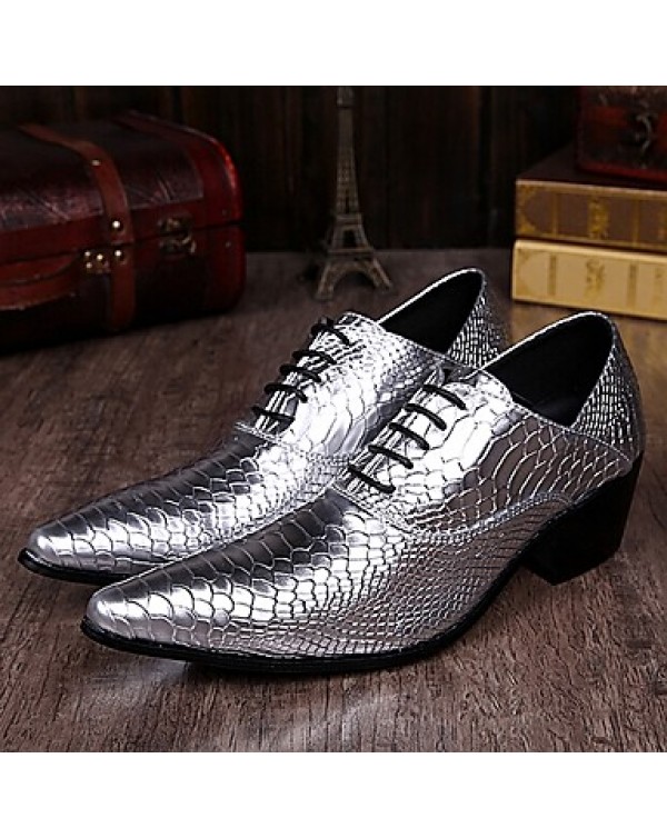 Men's Shoes Limited Edition Pure Handmade Wedding/Party & Evening Leather Oxfords Gold/Silver  