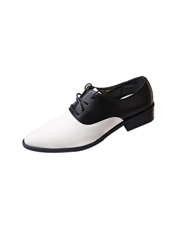 Men's Shoes Leather Wedding / Party & Evening Oxfords Wedding / Party & Evening Flat Heel Lace-up Black / White  