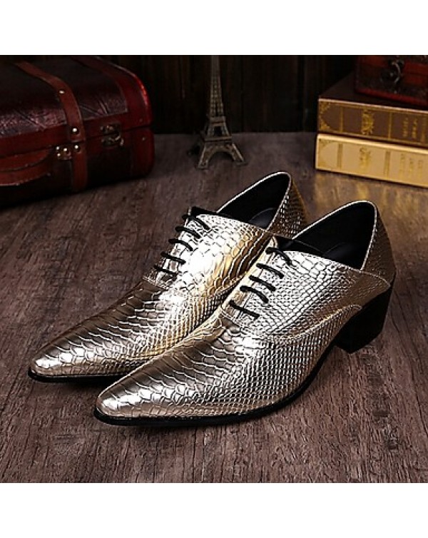 Men's Shoes Limited Edition Pure Handmade Wedding/Party & Evening Leather Oxfords Gold/Silver  