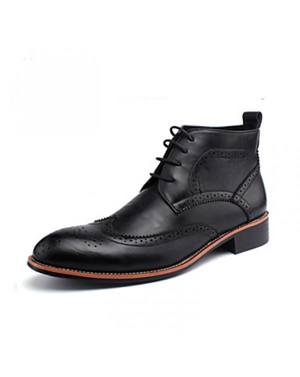 Men's Shoes Casual Leather Boots Black/Brown/Yellow  