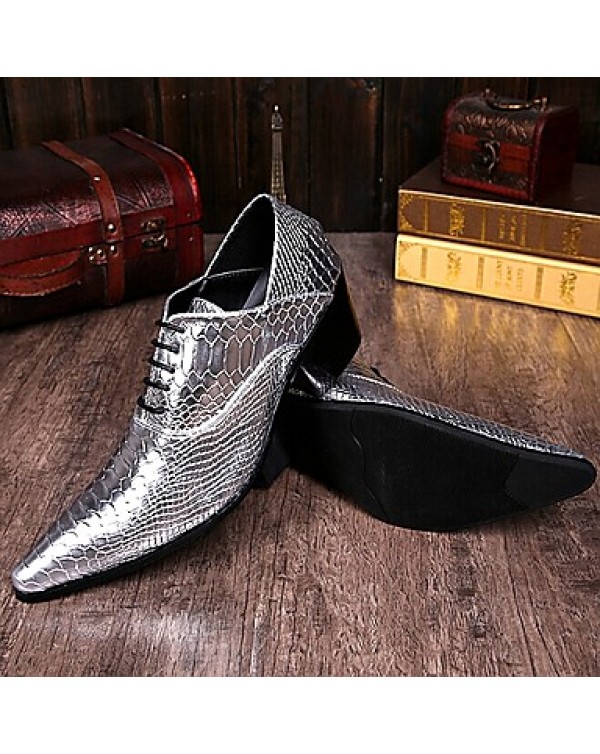 Men's Shoes Limited Edition Pure Handmade Wedding/Party & Evening Leather Oxfords Gold/Silver  