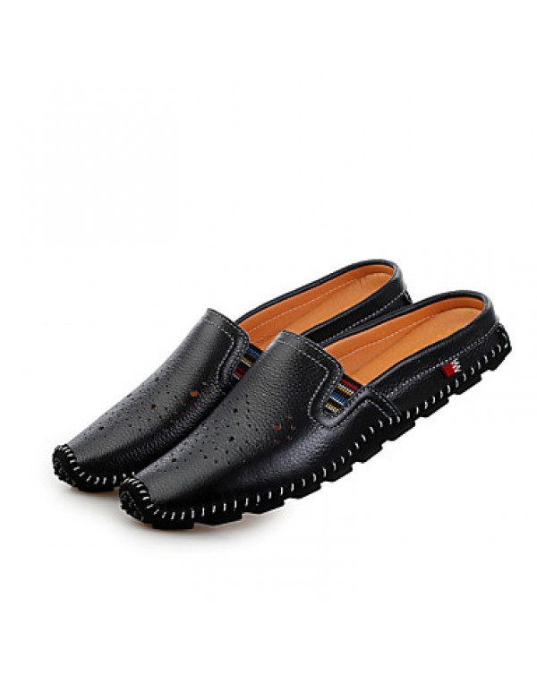 Men's Shoes Outdoor/Casual Leather Clogs & Mules Black/White/Orange  