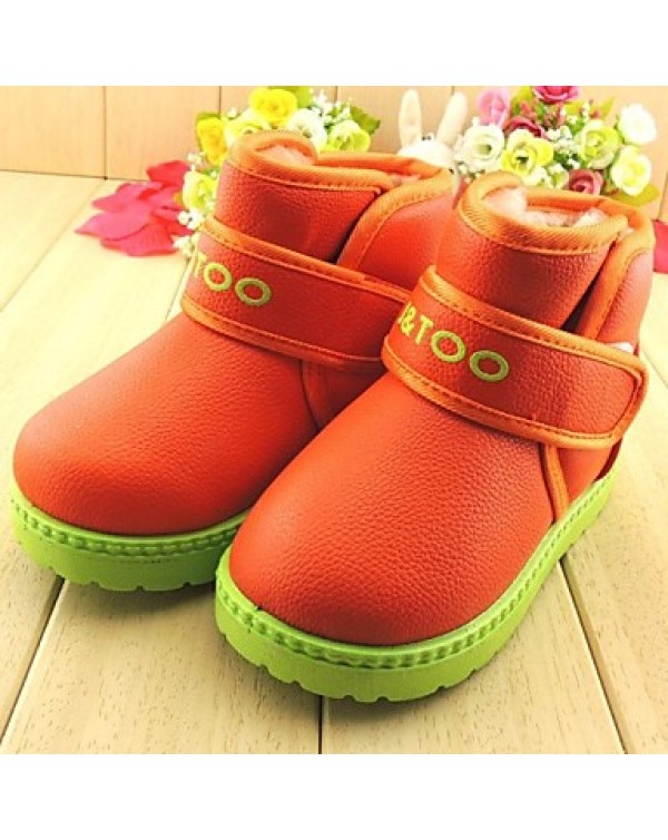 Boy's / Girl's Boots Winter Fashion Boots Leatherette Casual Flat Heel Blue / Yellow / Green / Orange  