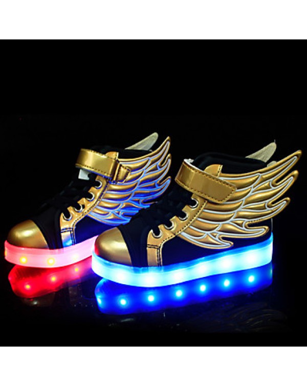 LED Shoes Boys' Shoes Athletic / Casual Synthetic Fashion Sneakers Black and Gold  