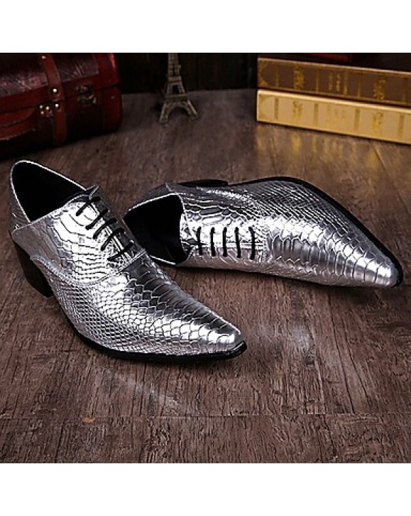 Men's Shoes Limited Edition Pure Handmade Wedding/Party & Evening Leather Oxfords Gold/Silver  