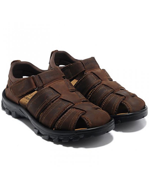 Men's Shoes Outdoor / Athletic / Casual Leather Sandals Black / Brown  