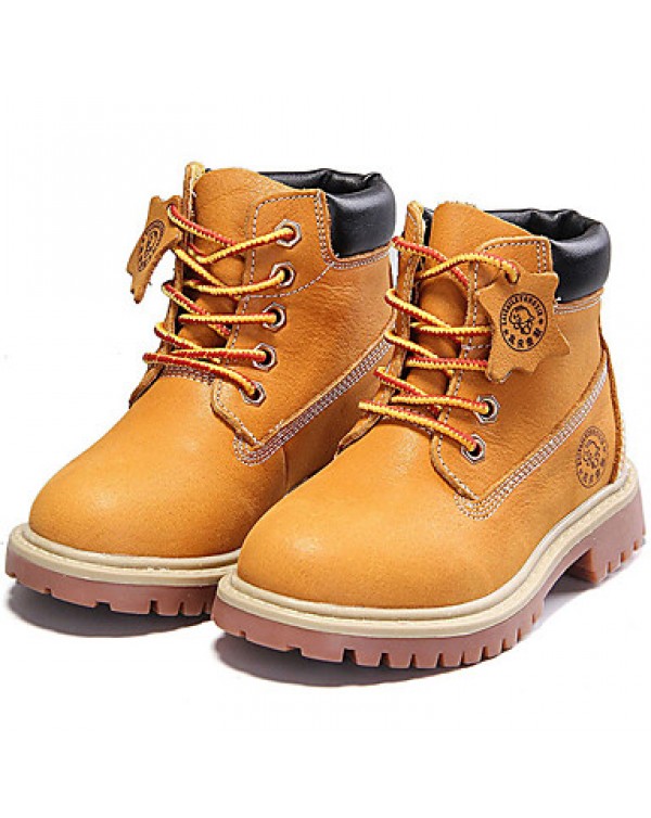 Boys' Shoes Outdoor / Athletic / Casual Nappa Leather Boots Spring / Fall / Winter Combat Boots Lace-up Brown  