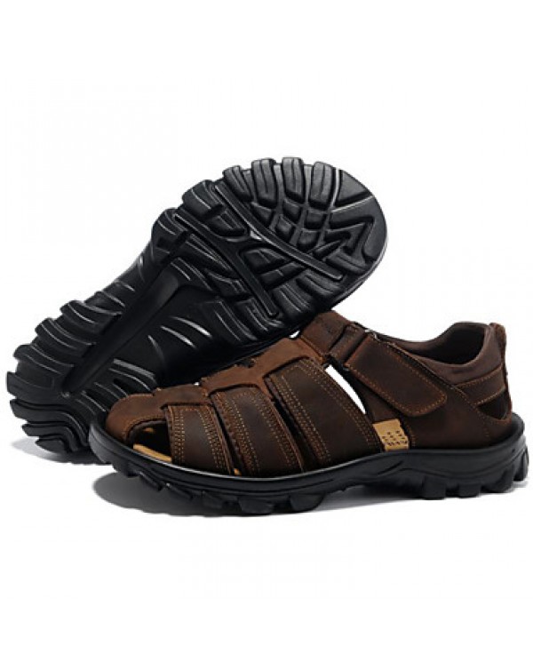 Men's Shoes Outdoor / Athletic / Casual Leather Sandals Black / Brown  