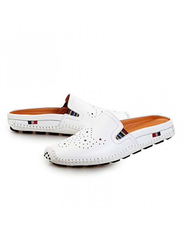 Men's Shoes Outdoor/Casual Leather Clogs & Mules Black/White/Orange  