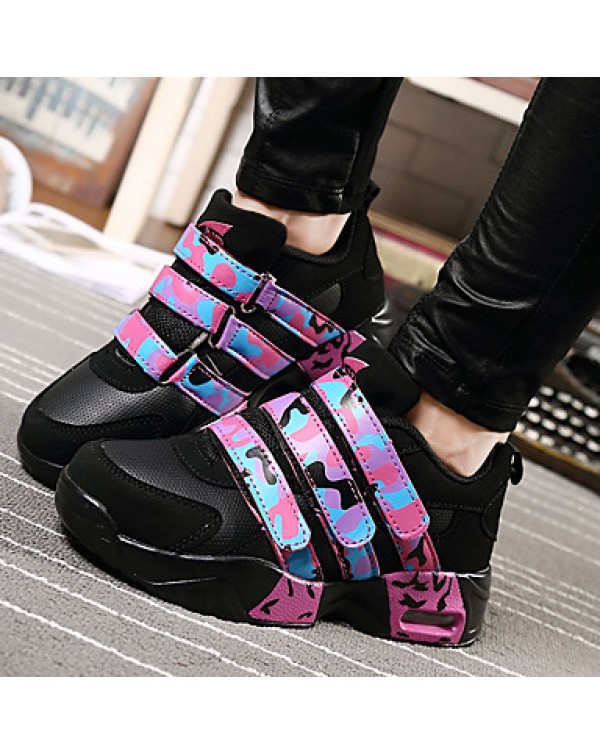 Men's / Women's Sneakers Spring / Fall Comfort PU Casual Flat Heel Magic Tape Blue / Fuchsia / Black and White Basketball