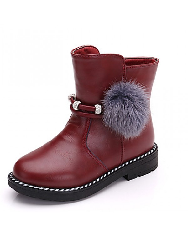 Girl's Boots Spring / Fall / Winter Bootie / Comfort Leather Outdoor / Casual Zipper Black / Red / Tan Walking  