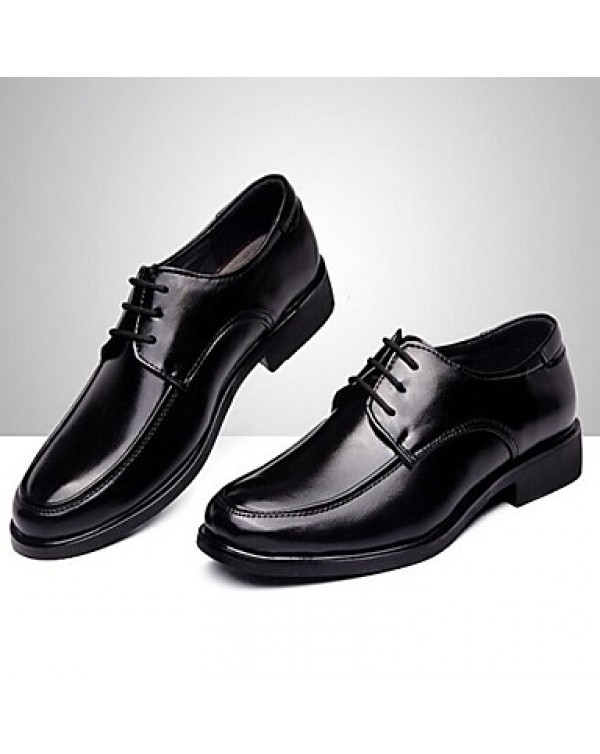 Men's Shoes Leather Casual Oxfords Casual Low Heel Lace-up Black  