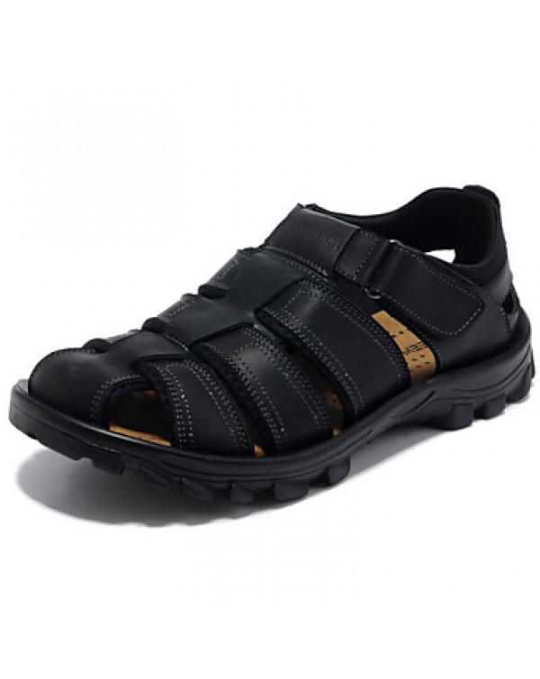 Men's Shoes Outdoor / Athletic / Casual Leather Sandals Black / Brown  