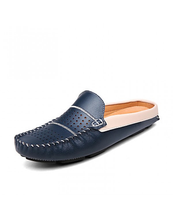 Men's Shoes Outdoor/Casual Calf Hair Clogs & Mules Black/Blue/White  