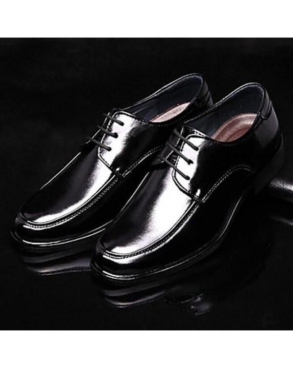 Men's Shoes Leather Casual Oxfords Casual Low Heel Lace-up Black  