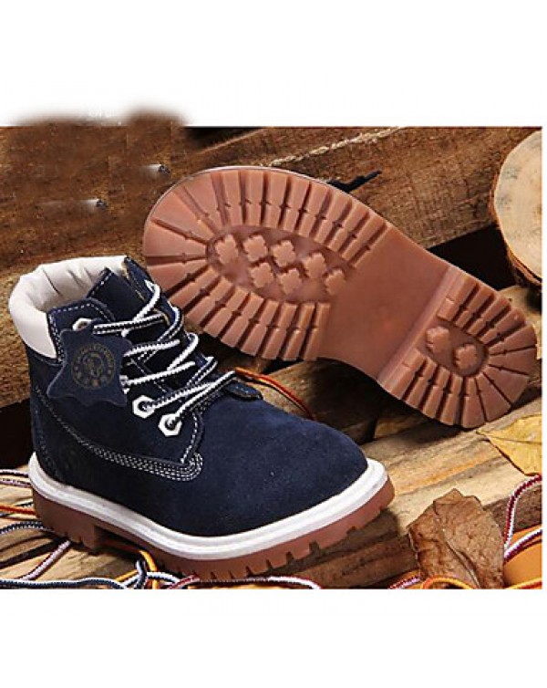 Boy's Boots Spring/Fall/Winter Combat Boots Nappa Leather Athletic / Casual Flat Heel Blue/Brown / Red Sneaker  