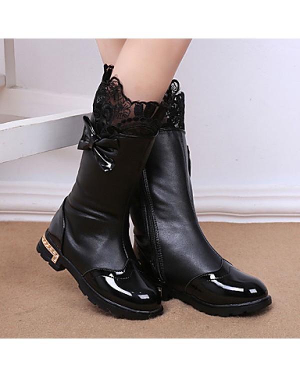 Girl's Boots Spring / Fall / Winter Snow Boots / Bootie / Comfort Leather Outdoor / Waterproof / Casual Low Heel Zipper  