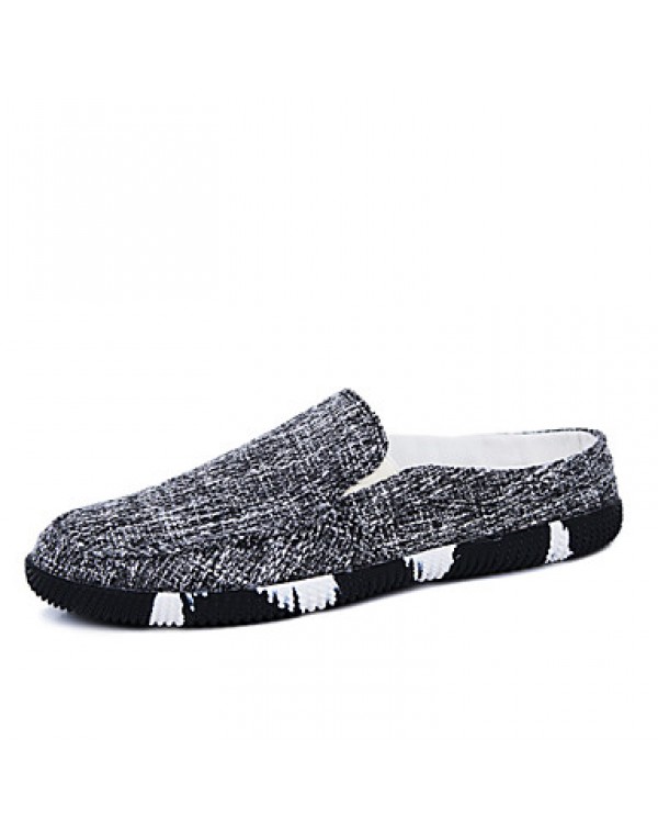 Men's Shoes Casual Linen Clogs & Mules Black/Blue  