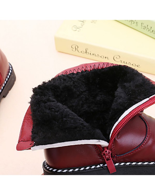 Girl's Boots Spring / Fall / Winter Bootie / Comfort Leather Outdoor / Casual Zipper Black / Red / Tan Walking  