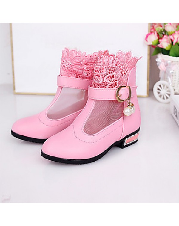 Girl's Boots Winter Comfort / Round Toe PU Dress Low Heel Others / Hook & Loop Black / Pink / Red Others  