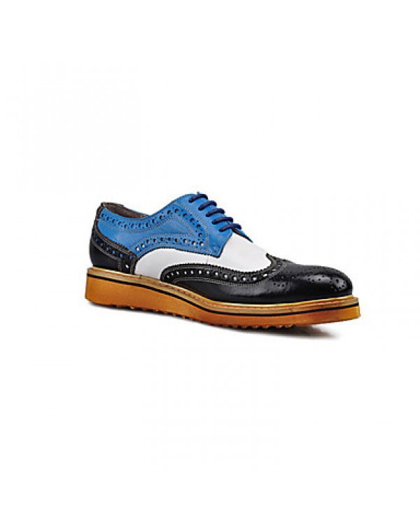 Men's Shoes Wedding / Office & Career / Casual Genuine Leather Oxfords Black / Blue  