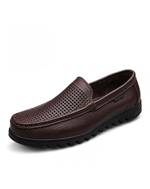 Men's Shoes Leather Casual Loafers Casual Slip-on Black / Brown  