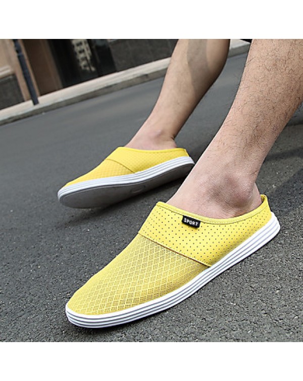 Men's Shoes Tulle Outdoor / Casual Clogs & Mules Outdoor / Casual Flat Heel Slip-on Black / Blue / Yellow / White / Gray  