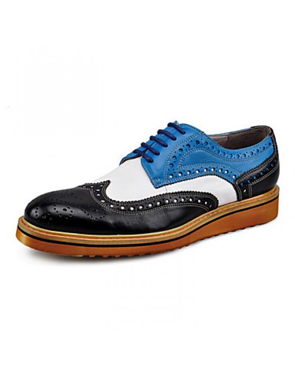 Men's Shoes Wedding / Office & Career / Casual Genuine Leather Oxfords Black / Blue  