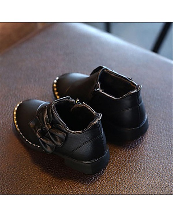 Girl's Boots Fall / Winter Comfort Leatherette Dress / Casual Flat Heel Bowknot Black / Yellow / Red Others  