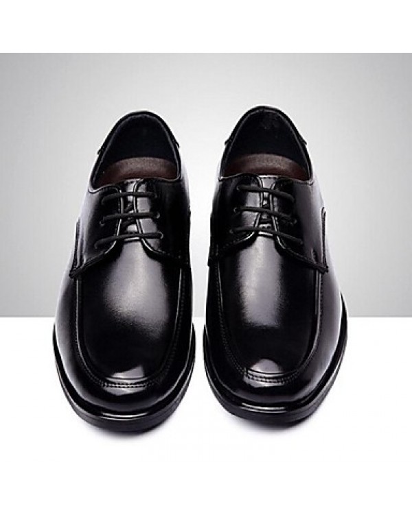 Men's Shoes Leather Casual Oxfords Casual Low Heel Lace-up Black  