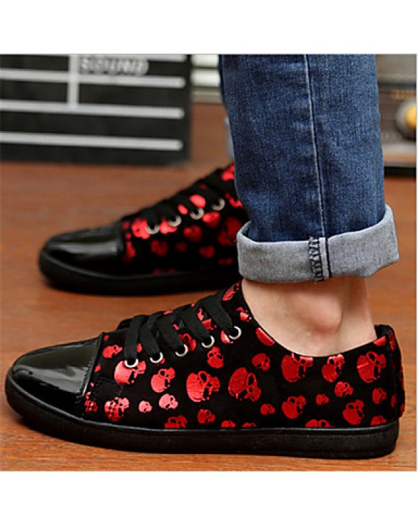 Men's Shoes Casual Patent Leather Fashion Sneakers Black/Blue/Red  