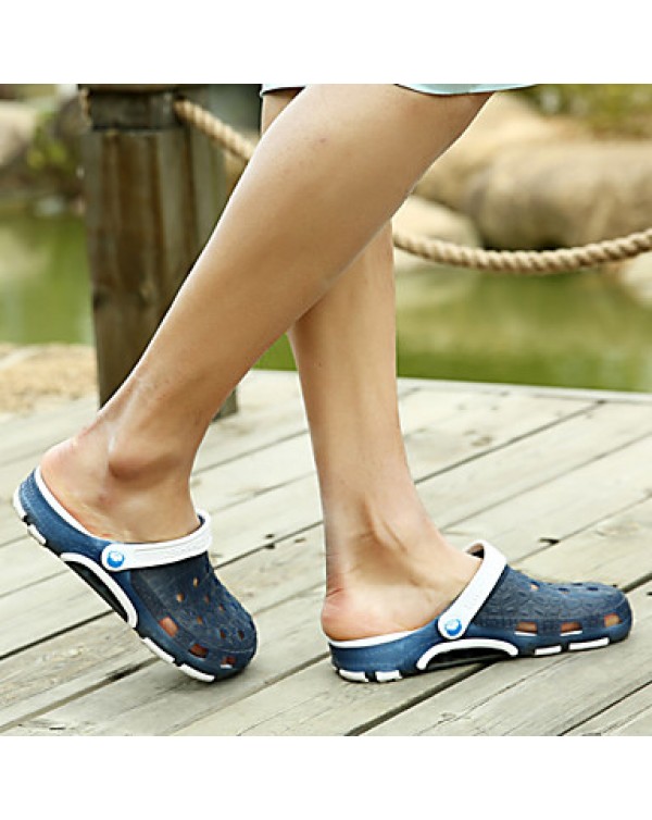 Men's Shoes Outdoor Faux Leather Clogs & Mules Black/Blue  